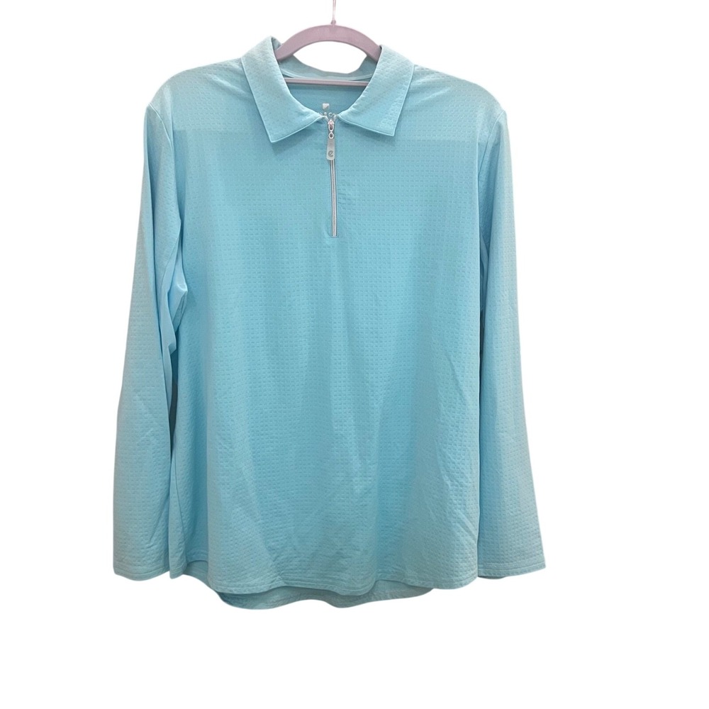 Bette & Court Women XL Blue Quarter Zip Long Sleeve Golf Athletic Pullover